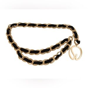 VTG St. John Gold and Black Chain Logo Charmed Belt